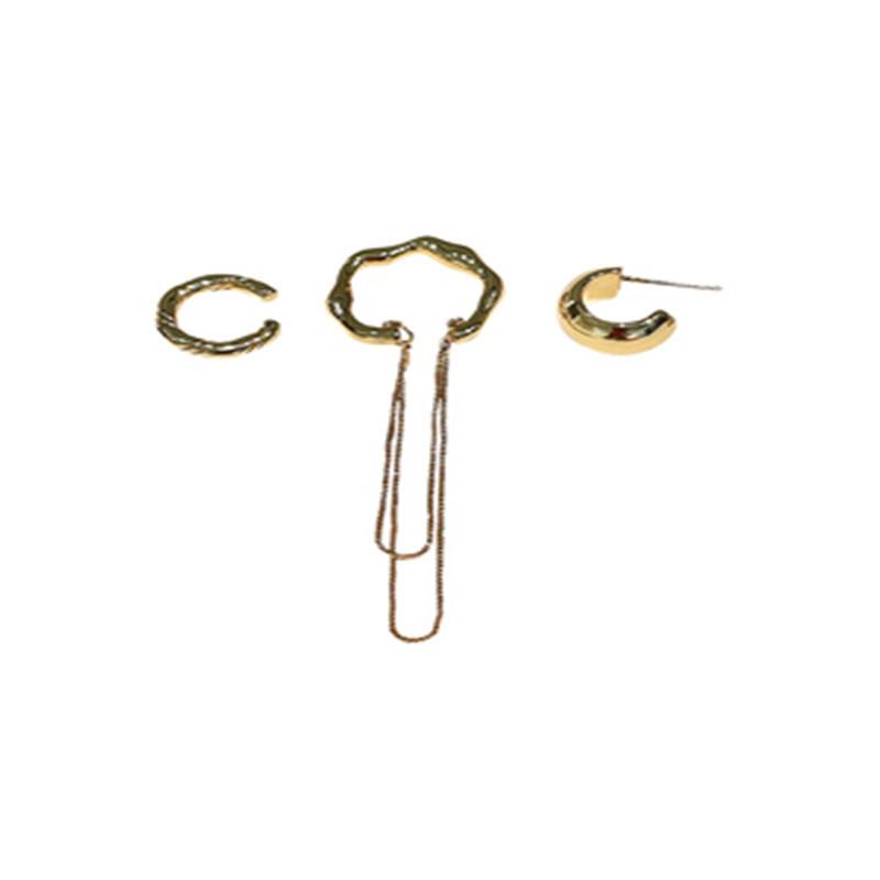 Irregular Chain Set Earrings with A Cool and Elegant Style. No Ear Holes. Ear Bar Clasp for Women.