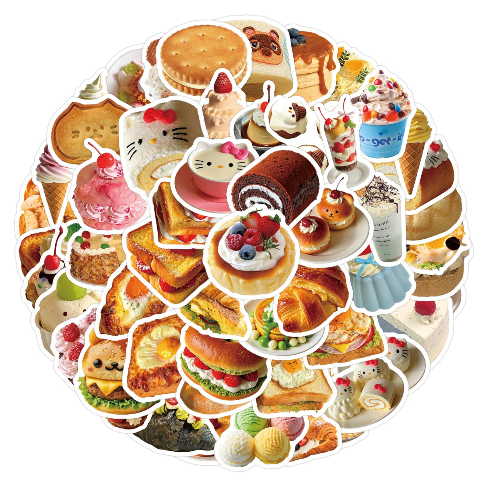 

105 Милых Реалистичных Наклеек-Граффити Десертов Украшают Холодильник Скейтборд Стакан для Воды DIY Персонализированные Наклейки