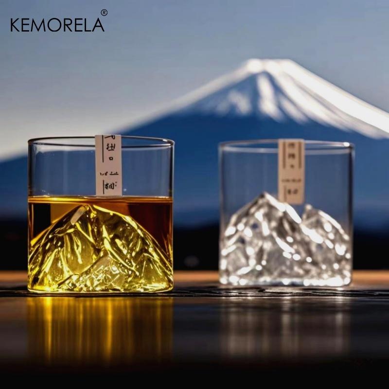 1/2 Stück Japanische Glas-Gletscherberg-Teetasse Mt. Fuji Hitzebeständiges Glas Teetasse Büro Praktisch Retro Weinglas Whiskyglas Zuhause