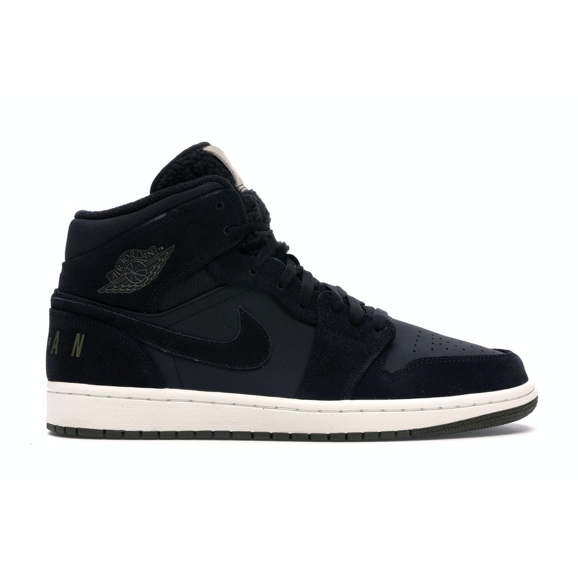 

Air Jordan 1 Retro Mid Black Мужские кроссовки Olive-Canvas-Sail-Cone BQ6579-001