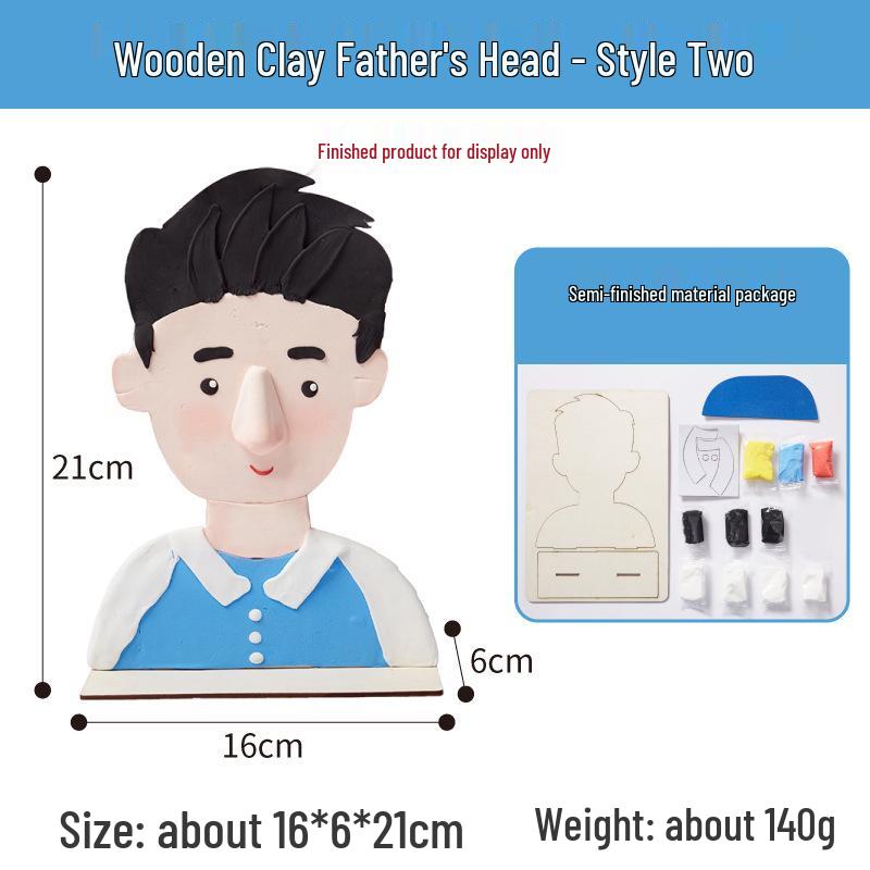 Father s Day DIY Wooden Clay Dad Portrait Craft Kit for Kids
