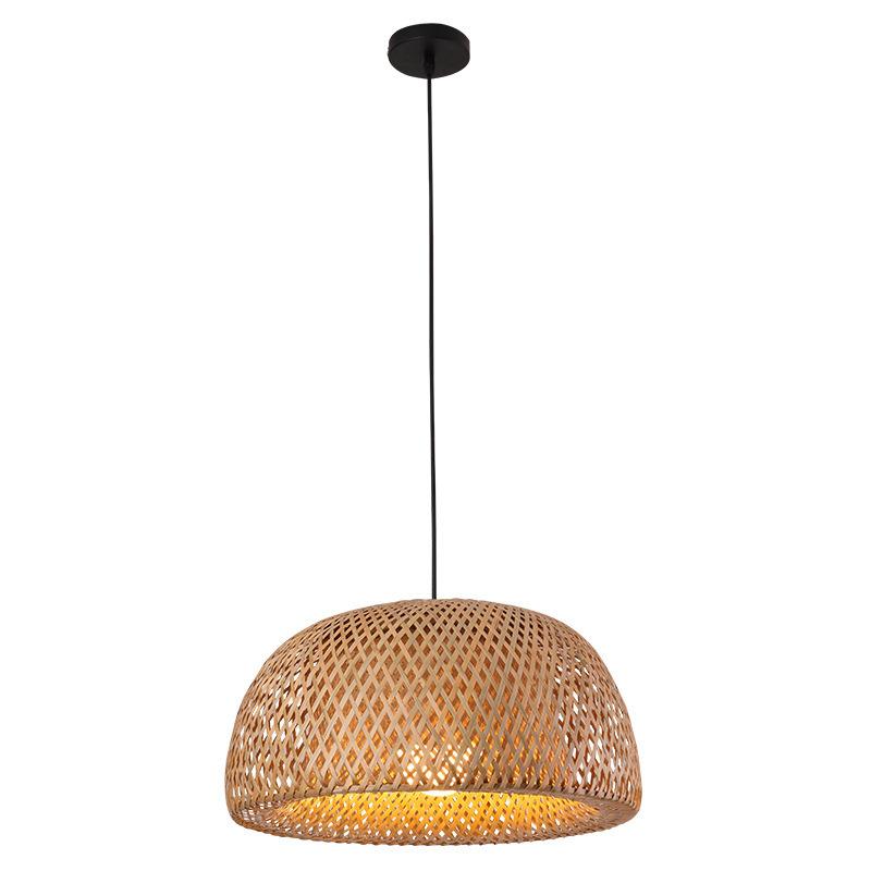 Bamboo Pendant Lamp Chandelier Cover Rattan Lampshade Vintage Light Seagrass Boho Pendant Basket Drum Shade Small Bedroom
