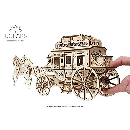 UGEARS Historisk postvogn DIY-modellsett - Enkel og omfattende mekanikk