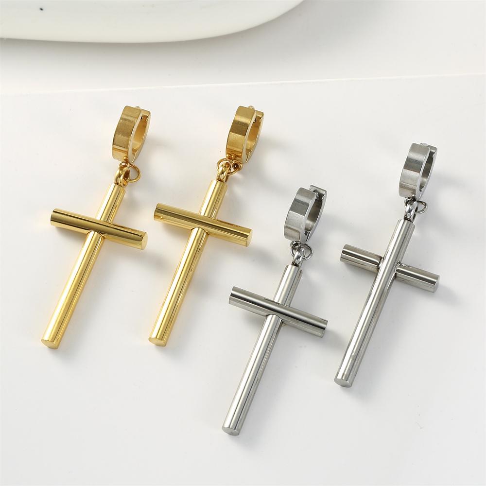 Cazador Punk Jesus Cross Drop Earrings for Men Women Christian Religious Stainless Steel Earrings Jewelry Mother's Day Gift