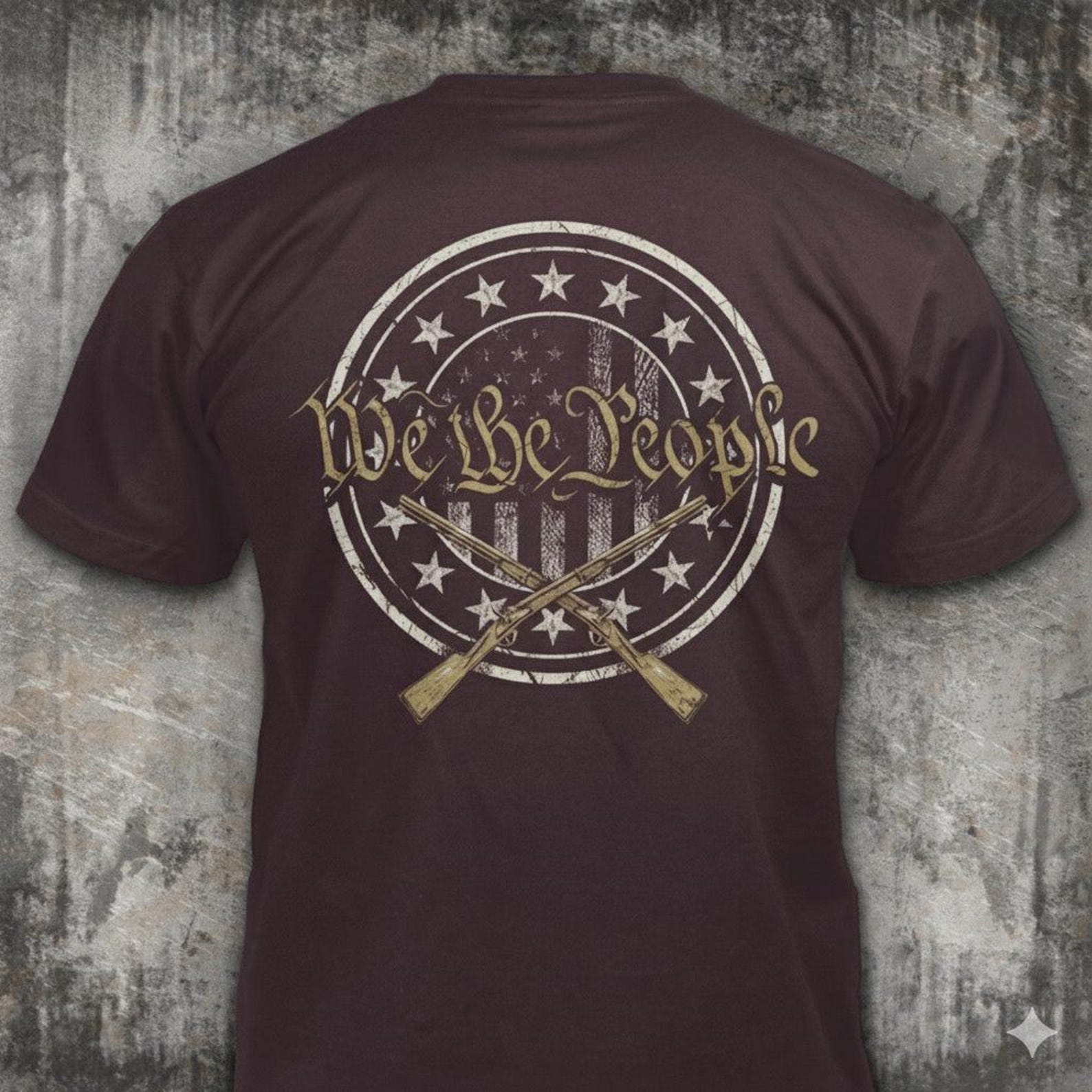 We The People - Distressed Crossed Muskets T-Shirt: Patriotic Constitution 1776 M