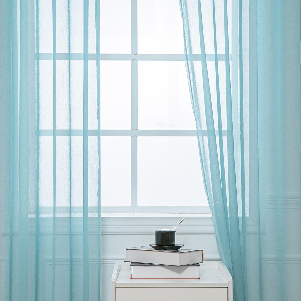 Cortina de tule para cozinha, cor sólida, moderna, europeia, tecido, janela, cortina para sala de estar, lozujoju, decoração de casa, 1 peça