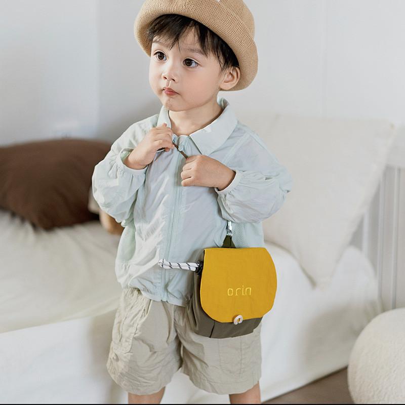 Fashion Color Blocked Letter Embroidery Children Lightweight Crossbody Purse For Kindergarten Kids