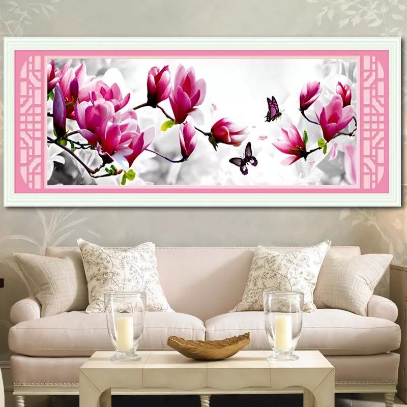 huacan 5D DIY Round Diamond Painting Large Flowers Embroidery Cross Craft Stitch Home Decor