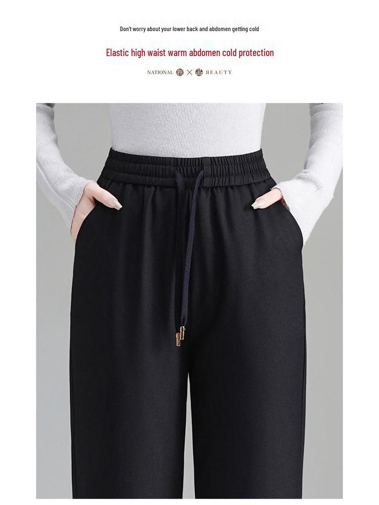 2025 New Style High Waist Slimming Winter Down Pants for Women: Thickened, Straight Leg, Warm Pants for Middle-Aged and Elderly