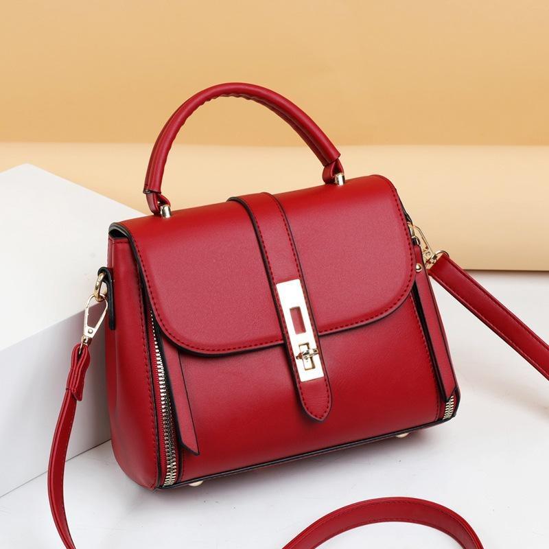 Borsa a tracolla moda vintage Borsa a tracolla portatile di mezza età in morbida pelle Borsa da donna