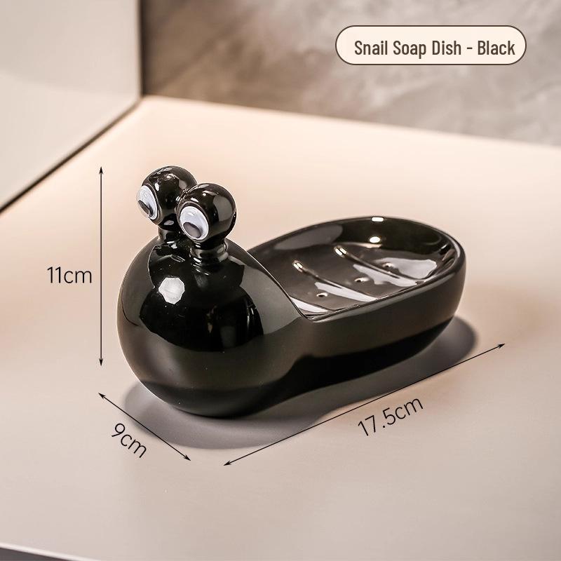 

Creative Snail Ceramic Soap Dish with Water Filter for Bathroom