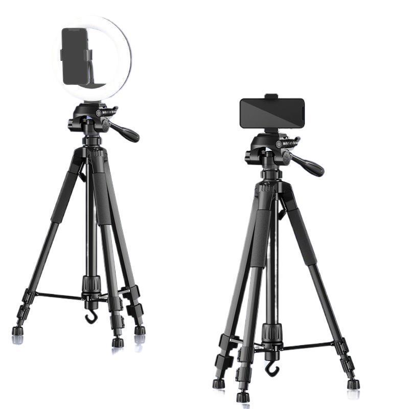 Selfie Stick Tripod with Stabilizer & Fill Light for Mirrorless Cameras and Phones - Perfect for Live Streaming & Outdoor Videos