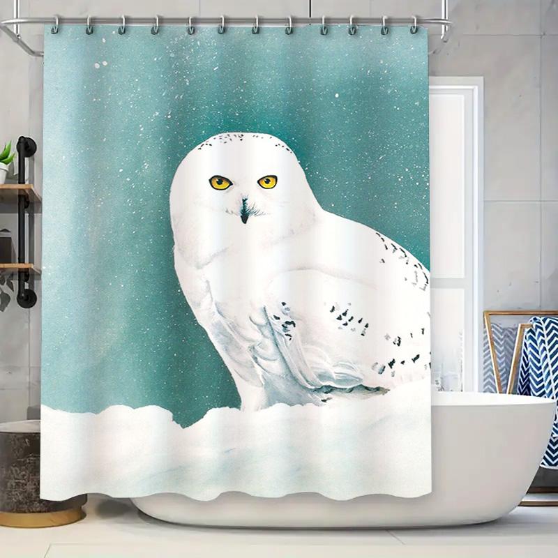 

Зимний набор для купания «Белая сова», шторка для душа с принтом «Белый водопад» для декора ванной комнаты, украшения дома, водонепроницаемая ткань с крючками 90x180cm