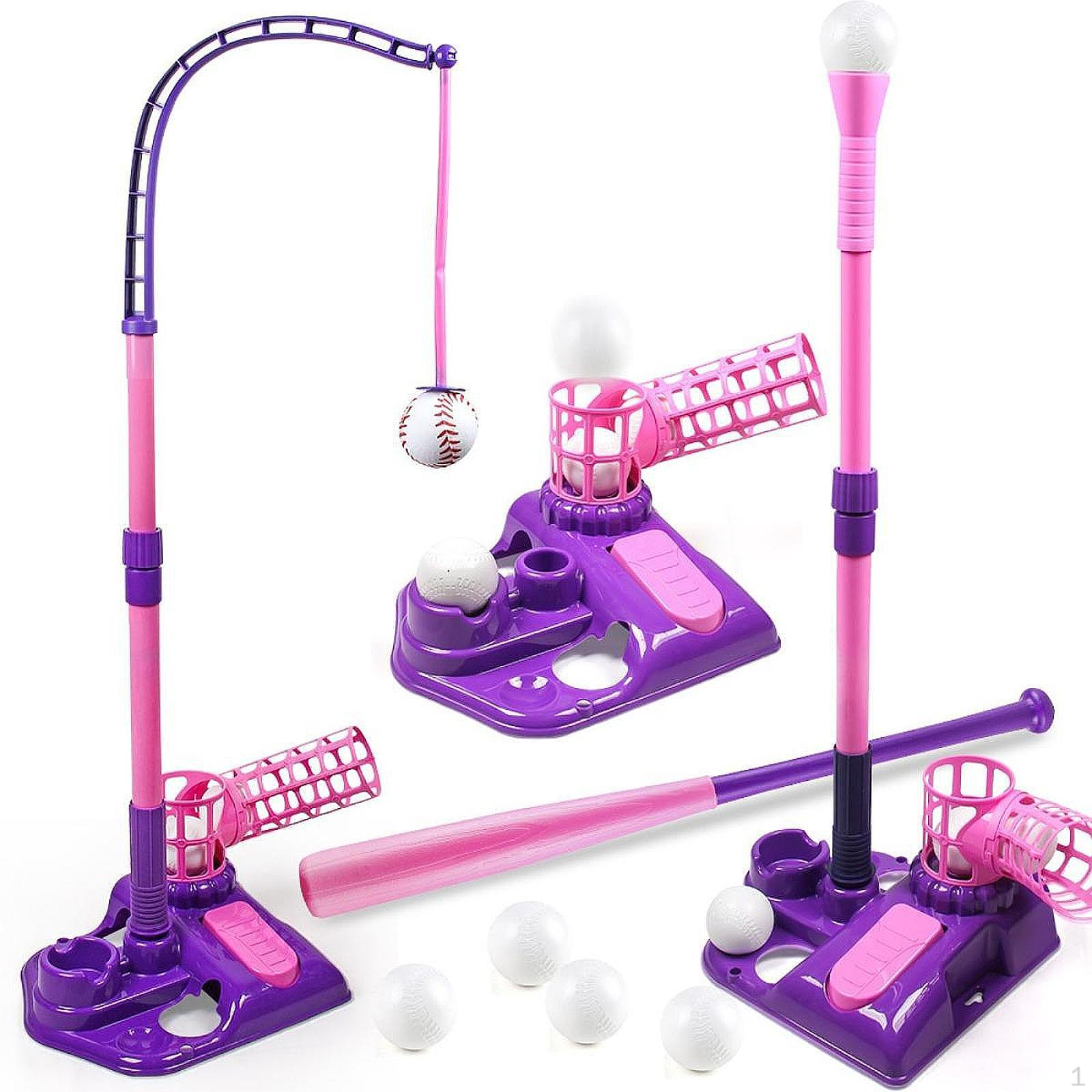 

Adjustable Height Batting Tee Ball Set with Step on Pitching Machine, Kids Baseball Toys 4 Фіолетовий