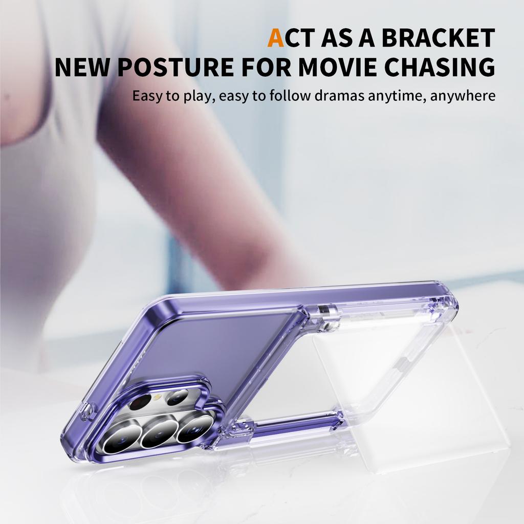Soporte Plegable para Tarjetas Ranuradas Estuche Transparente Para Samsung S26 Ultra S25 Plus S24 S23 Cartera Transparente Soporte Cubierta de Acrílico PC a Prueba de Golpes