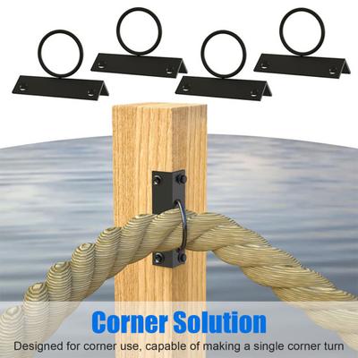 4 ks Rohový sloupek Držák lana Heavy Duty 304 Nerezová ocel Držák pro lanový plot Zábradlí schodiště Nástěnný stropní hák Dekorativní kroužek Podpěra lana