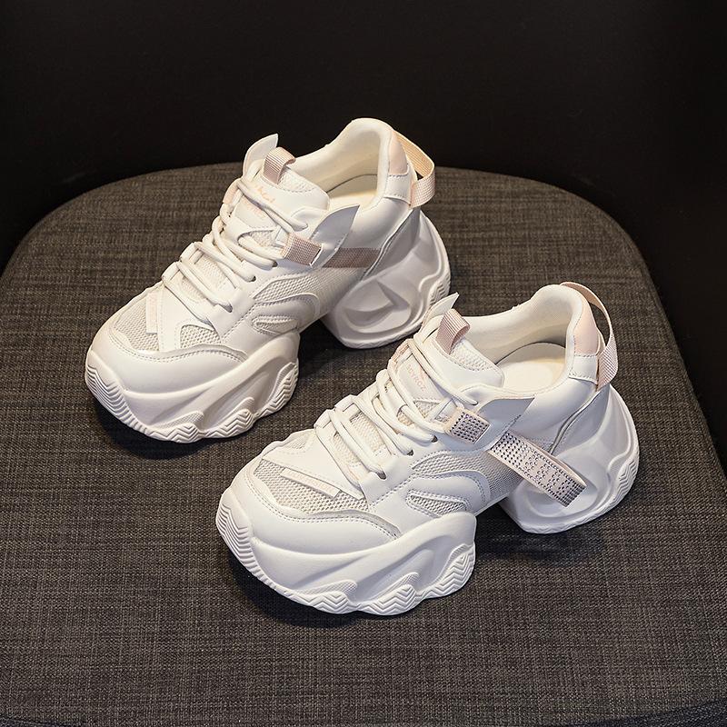 Thick-soled transparent mesh and double-layer mesh heightening dad shoes 2025 new casual versatile fashion style small women's shoes