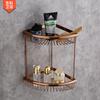 Solid Copper Bathroom Corner Shelf Triangle Storage Basket Single Double Layer Wall Mounted Organizer Shower Toilet