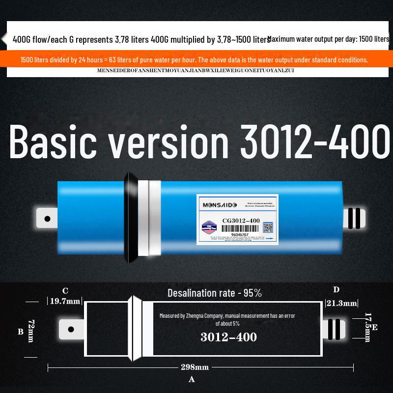 Hochentsalzungs-Umkehrosmosemembran 75/100/400/600G Universelles Wasserreiniger-Filterelement