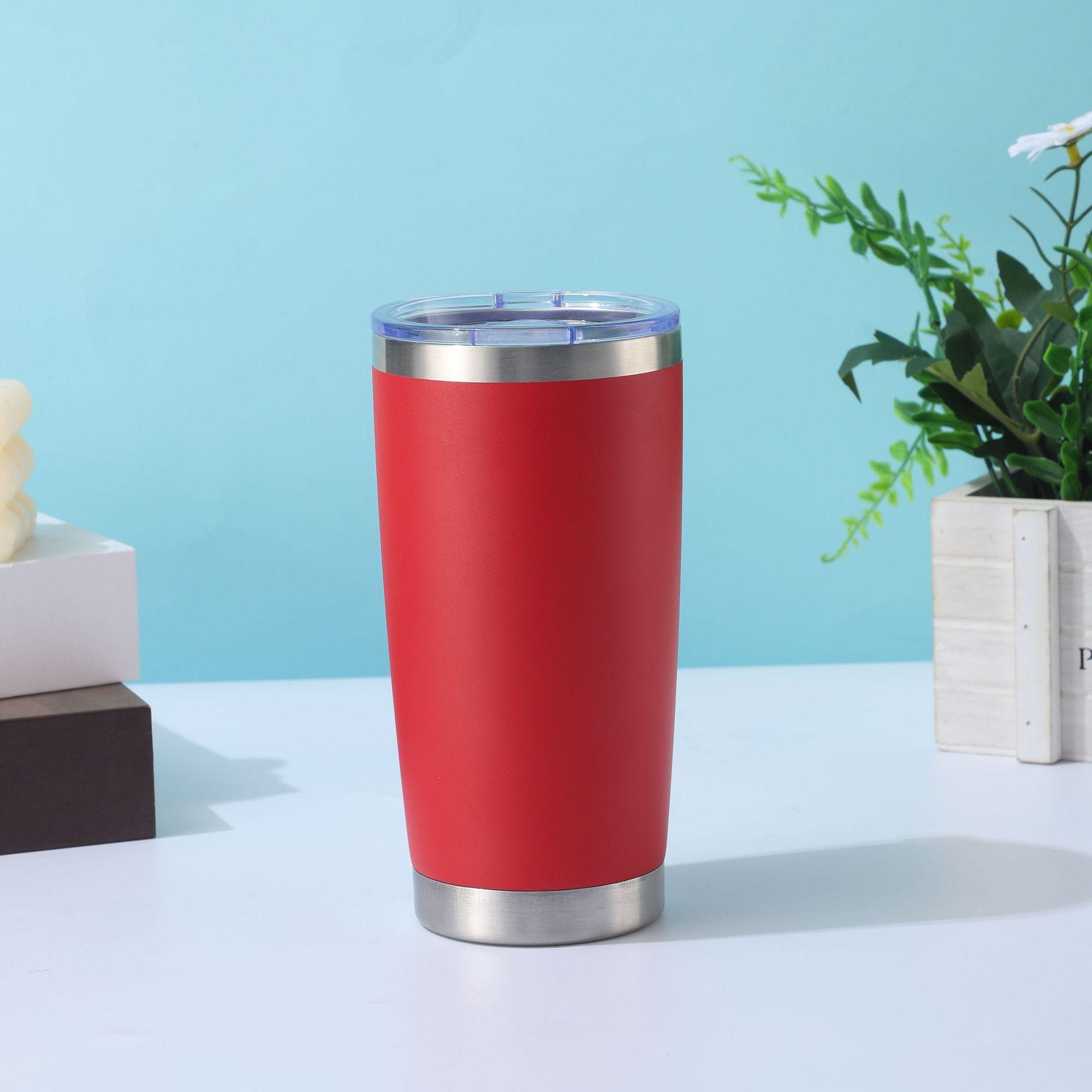 

Автомобильная кружка из нержавеющей стали 20 унций, вакуумная двухслойная автомобильная кружка, портативная теплоизоляция и холодоизоляция, кружка для льда 20oz красный