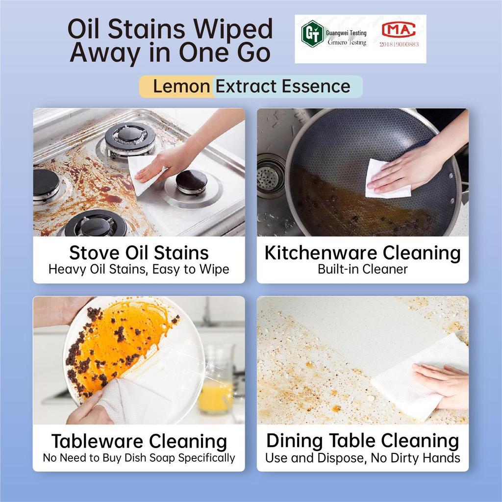 Extra Thick Kitchen Wet Wipes for Oil Stain Removal - Strong Cleaning for Range Hoods
