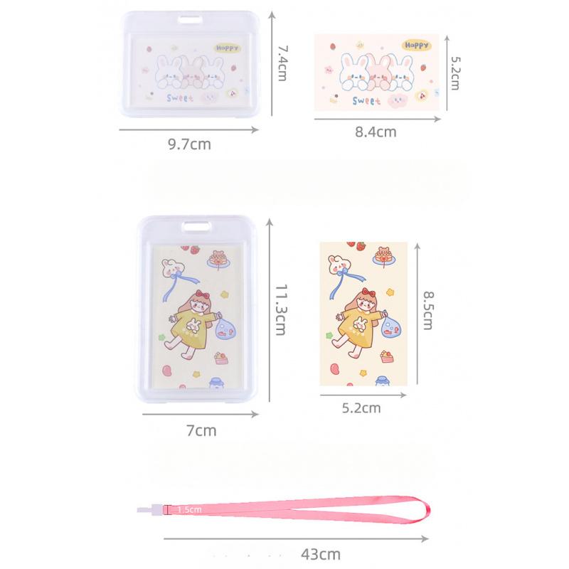 1pc ID Card Holder+Lanyard Anti-lost Waterproof Name Tag Decor for Student Card Office Work Card Meal Card Transportation Card