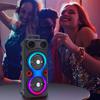 Dual Subwoofer Speakers Bluetooth-Compatible 5.0 6.5 Inch Stereo Subwoofer LED AUX Karaoke Machine Heavy Bass DJ System
