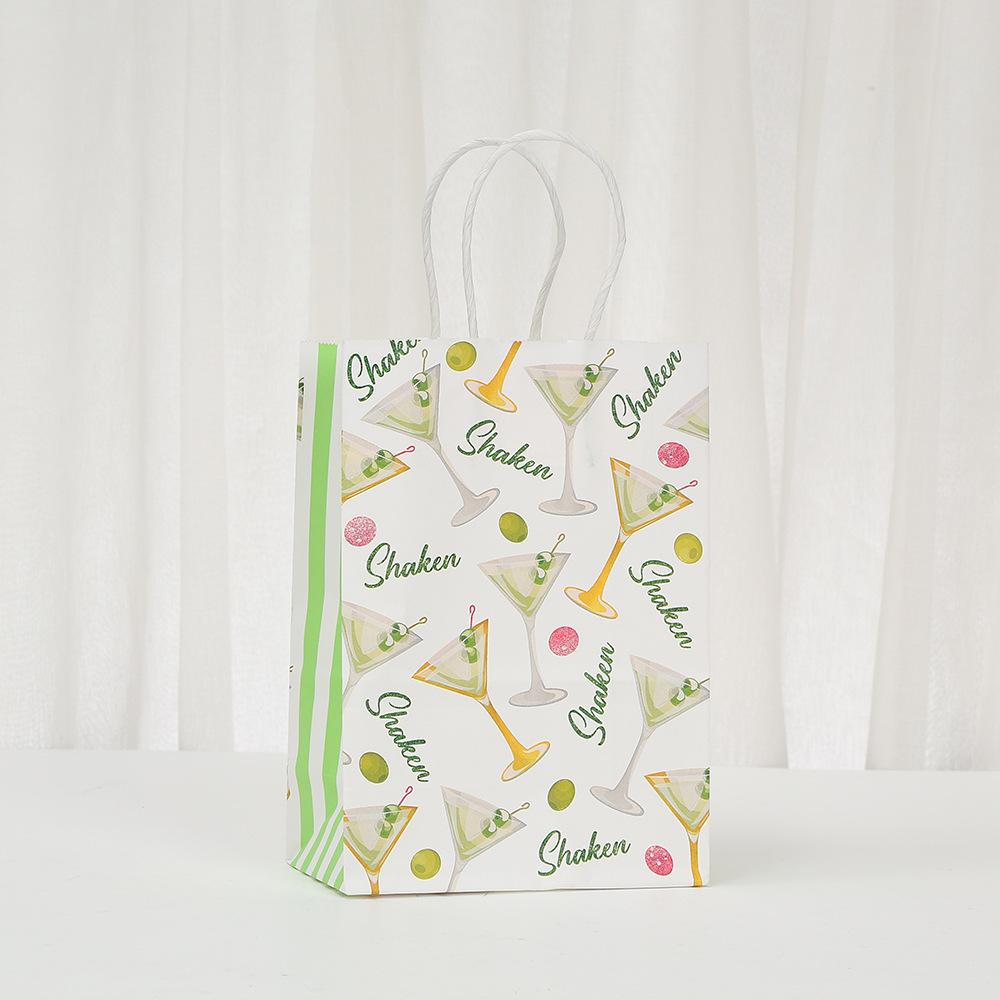 12/30 Stück Cocktail-Thema Kraftpapier-Tragetaschen Recycelbare Geschenktaschen für Junggesellinnenabschied Geburtstag Brautparty Gastgeschenke
