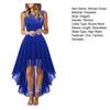 Women's Sleeveless Lace High Low Dress Crew Neck Cocktail Dress Formal Wedding Guest Swing Dress for Evening Party Prom