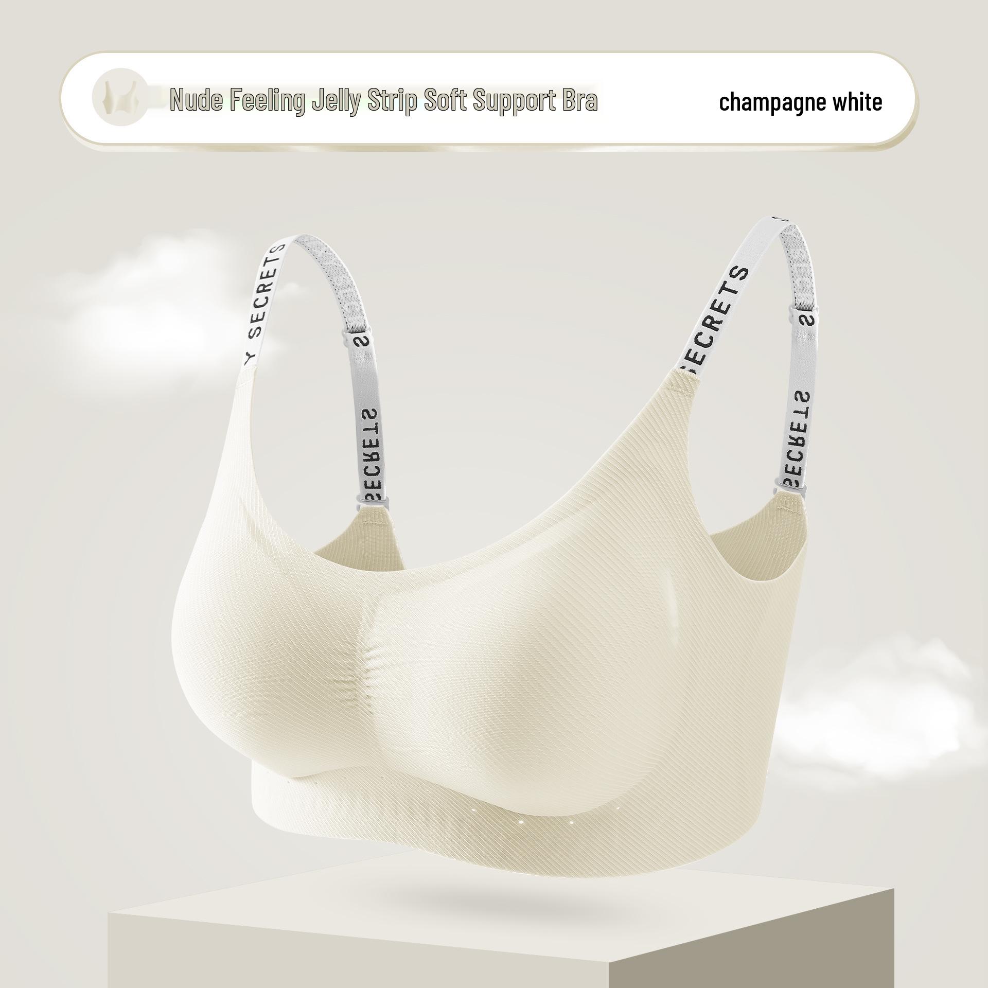 

Женский бесшовный поддерживающий бюстгальтер с цветными блоками и полосками, с дышащими внутренними чашками L: 80(36)AB шампанского/белый