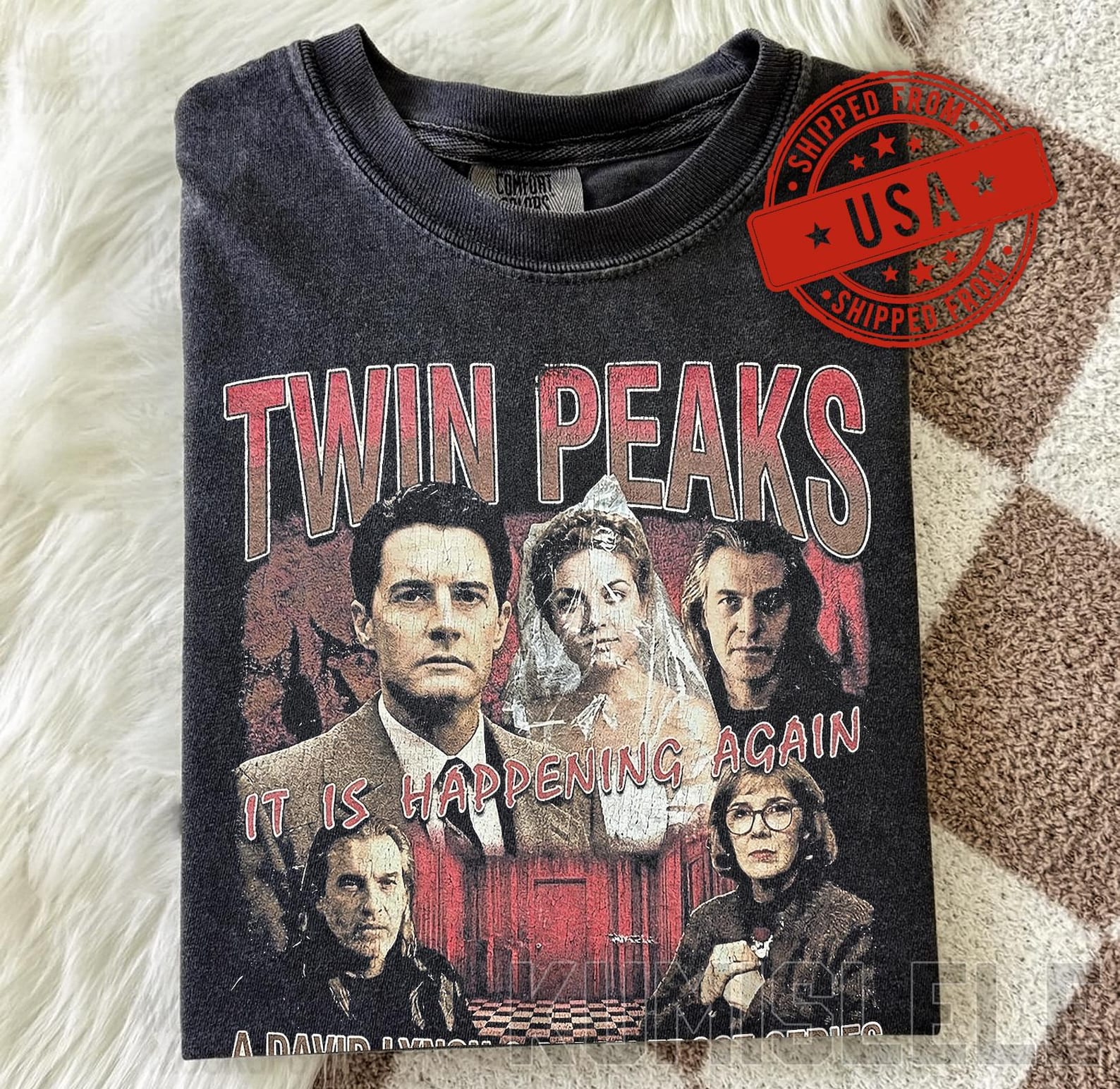 Футболка Twin Peaks 90-х в стиле бутлег, Футболка Fire Walk With Me, Ретро-мерч телешоу Дэвида Линча, Винтажная футболка Agent Cooper Laura Palmer M