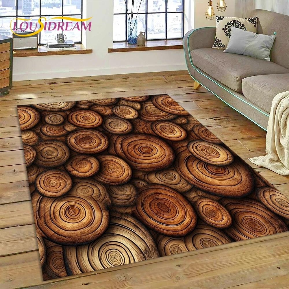 Color 3D Wood Grain Lines Carpet Rug for Bedroom Living Room Home Sofa Decoration,Children Game Large Decor Floor Mat Non-slip