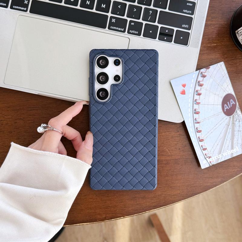 Premium Solid Color Woven Soft Leather Case for Samsung S25 Ultra Galaxy S25PLUS Cooling Soft Anti-fall Back Cover