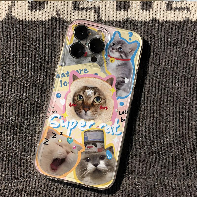 Cute Cat Comic Phone Case For IPhone 13 11 Case IPhone 15 17 13 12 14 16 Pro Max 16 Plus 17 Air Soft Silicone Shockproof Cover