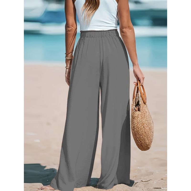 DAFIFY Women's Fashion Casual Solid Color Print High Waist Trousers Pants & Capris