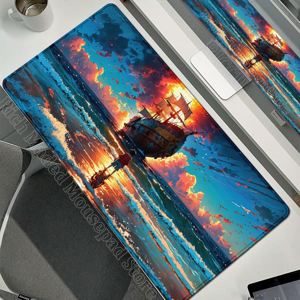Large Desk Mat XXL Pirate ship Mousepad Anime Mouse Pad One Piece Pc Accessories Gamer Keyboard Xxl Gaming Rubber Extended Mats
