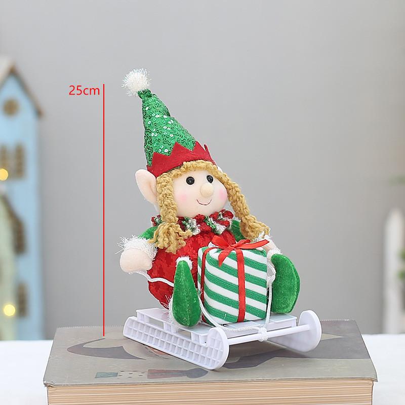 Elf Doll Christmas Sled Car Sitting Sleeping Retractable Standing Ornaments