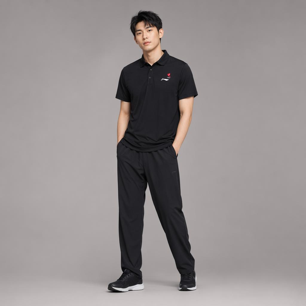 Li-Ning Fitness Casual Ice Silk Quick-Dry Breathable Short Sleeve Polo Shirt Unisex tops Black YPLV043-2A1