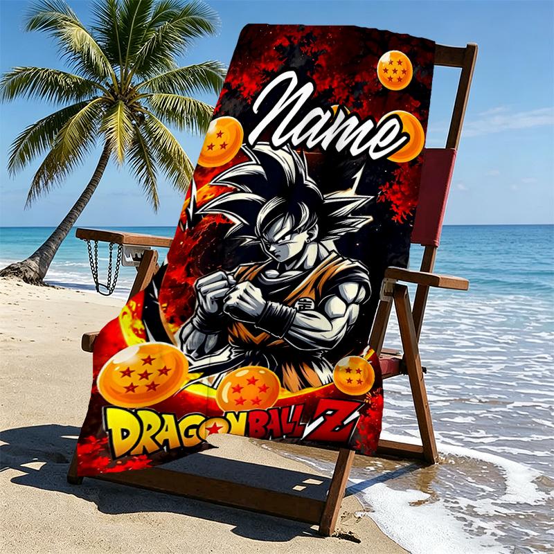 Custom Name Personalized DRAGON BALL Print Beach Towel, for Trip Camping Beach Party Home Decor, Birthday Gift for Family & Friends