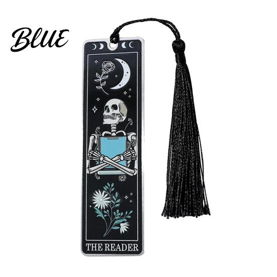 Stainless Steel Bookmark Tarot Card Bookmark Skeleton Pattern Page Marker