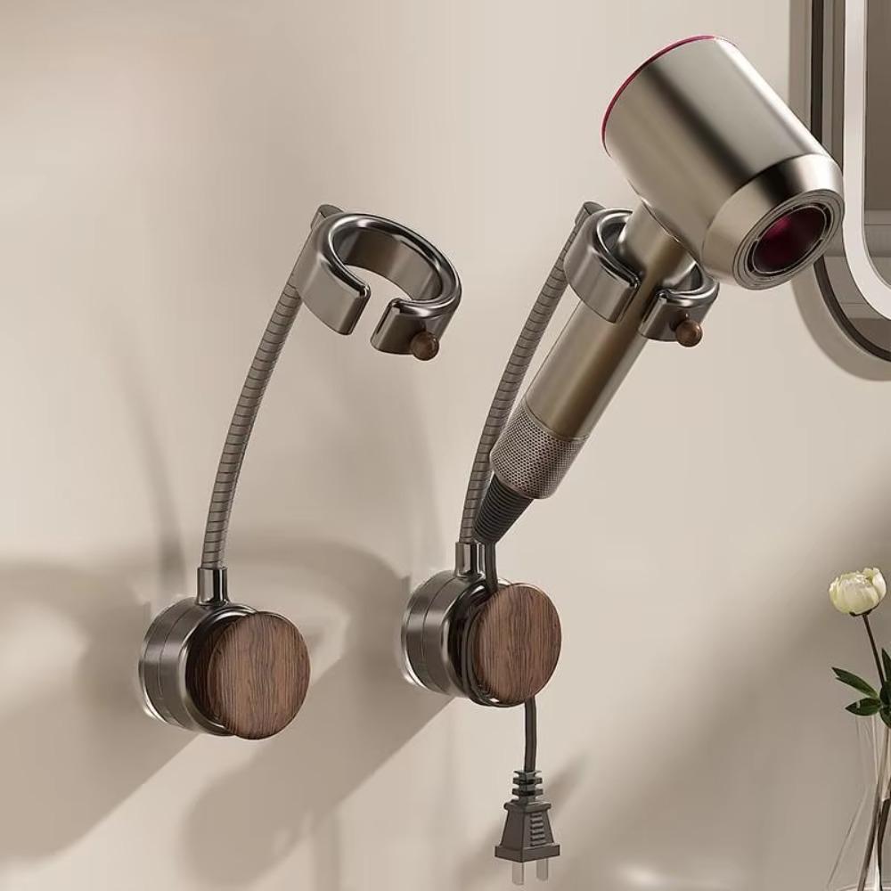 New With Suction Cup Hair Dryer Holder Wall Mounted Adjustable Hair Dryer Storage Rack Rotatable Hair Straightener Holder Home