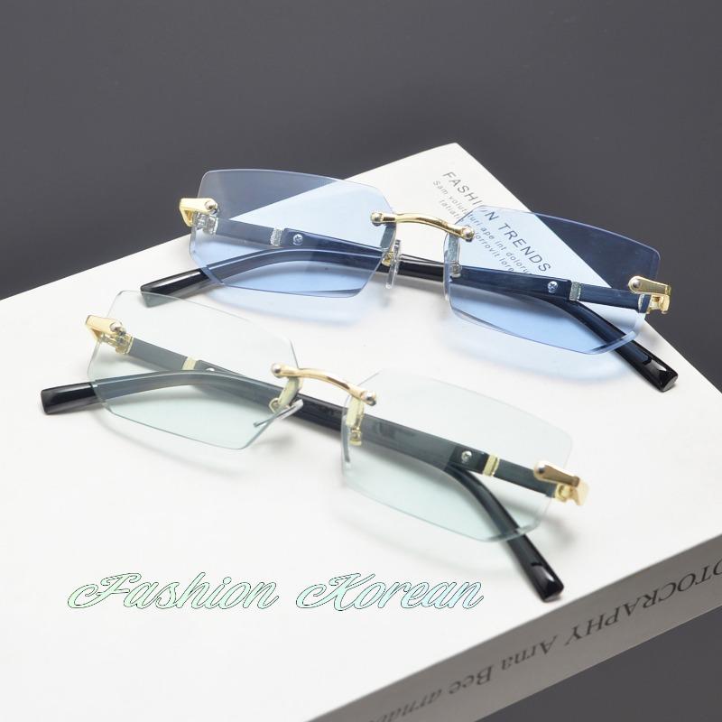 2PCS Retro Rimless Sunglasses New Women's Sun Glasses Frameless Glasses Unisex Freely Paired with Icy Summer Days UV400 Eyewear