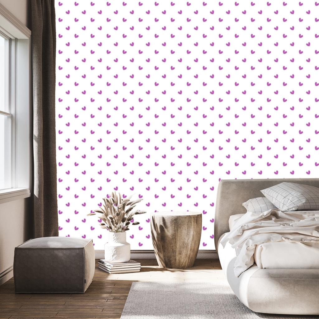 Heart Wallpaper White, Lavender and Purple 50x1000