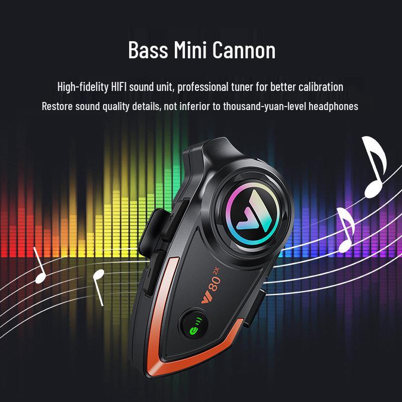 

Y802x Bluetooth Motorcycle Helmet Intercom: 800m Range, Two-Person Compatible. Soft Mic чёрный