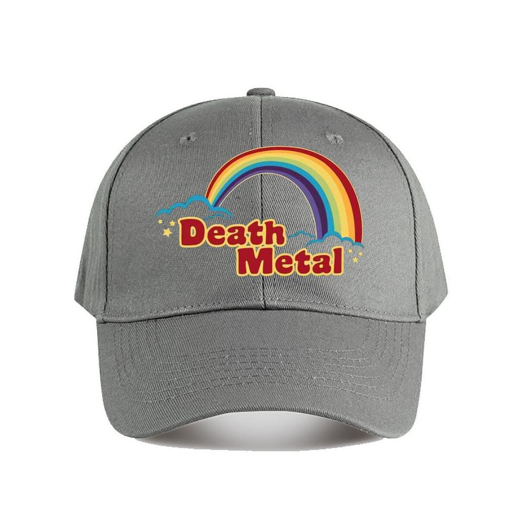 Rainbow  Death Metal Contrast Kitsch Emblem Design Baseball Cap Fashion Outdoor Sports Sunhat Unisex Snapback Cap WoUnisexs