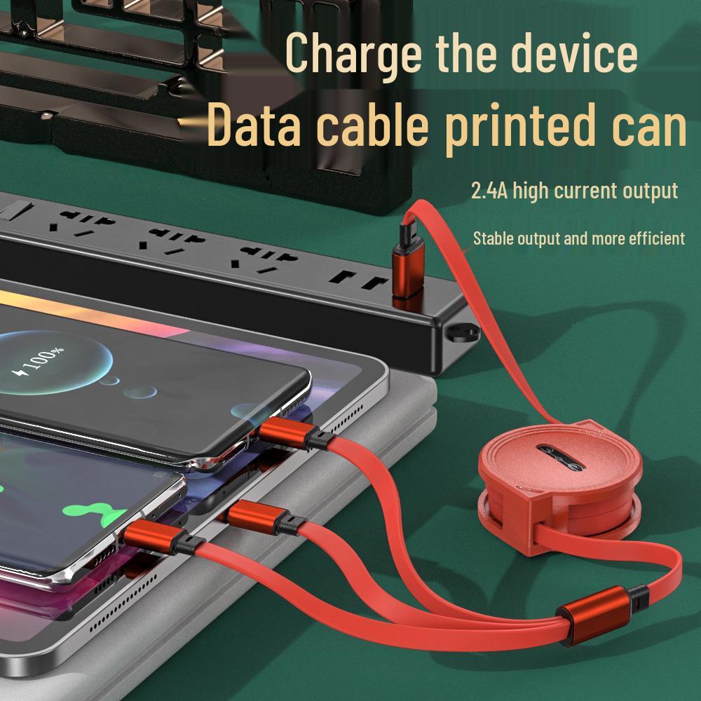 Retractable Macaron 3-in-1 Fast Charging Cable with Custom Logo