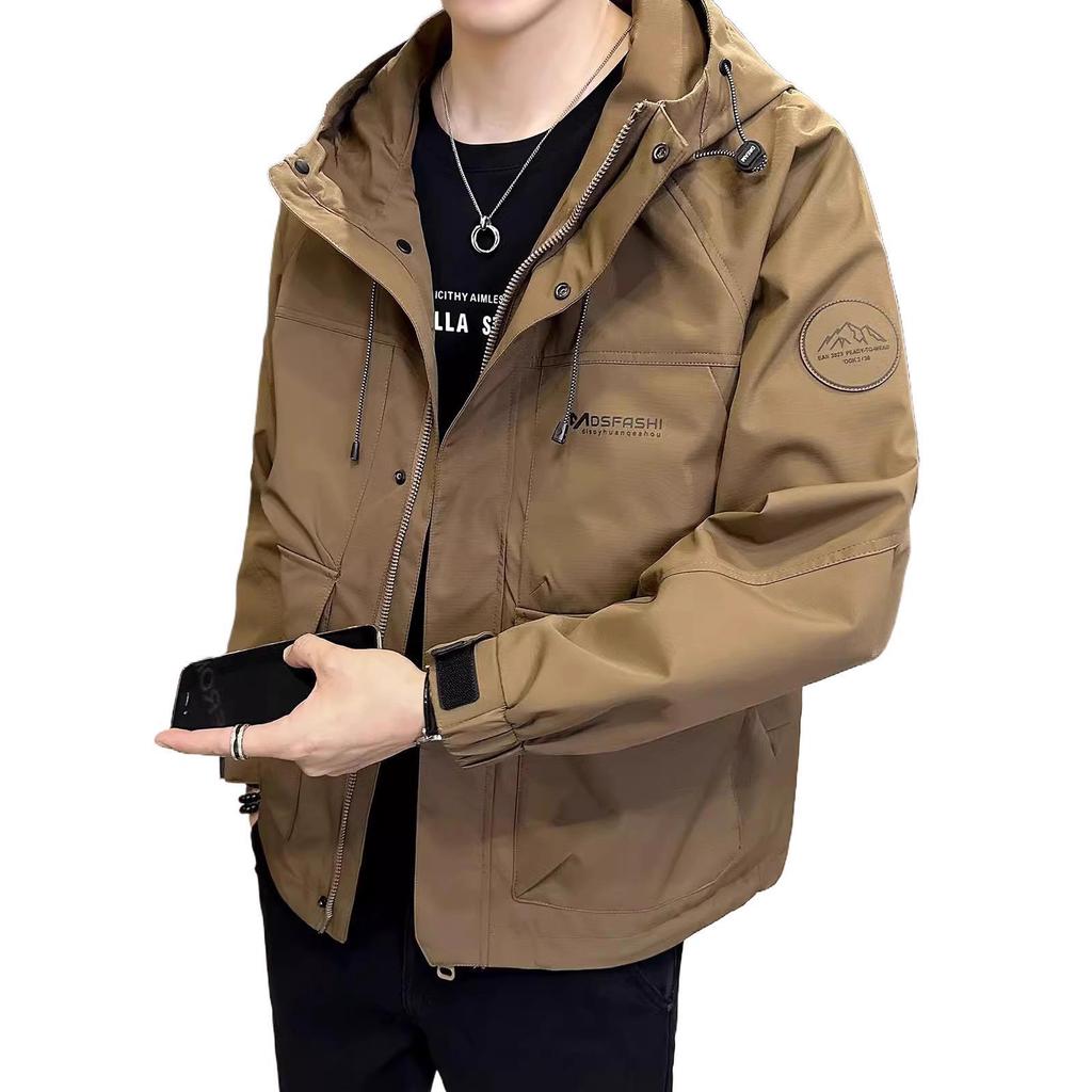 Jacket Men's Spring and Autumn New Hooded Men's American Casual Versatile