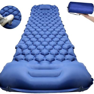 Camping Sleeping Pad / Inflatable Air Mattress Pad with Built-in Pillow & Foot Pump Ultralight Sleeping Air Mattress