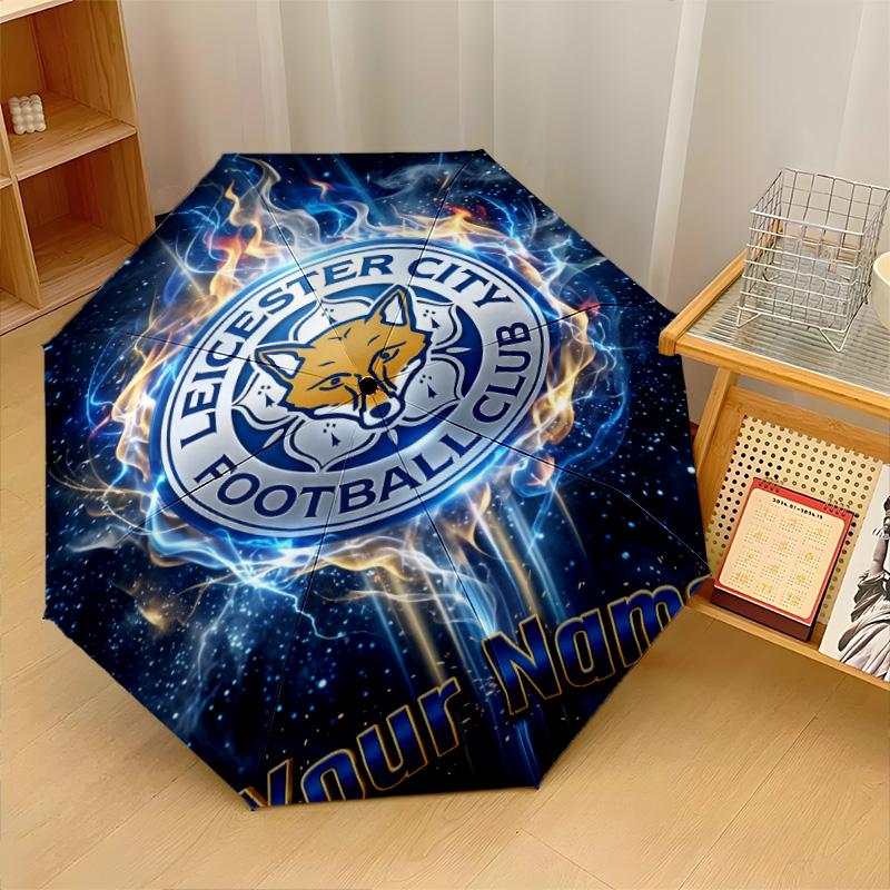Leicester City Automatic 3‑Fold Umbrella 8‑Rib Windproof Folding Umbrella Sun Rain Protection For Outdoor Travel Daily Use