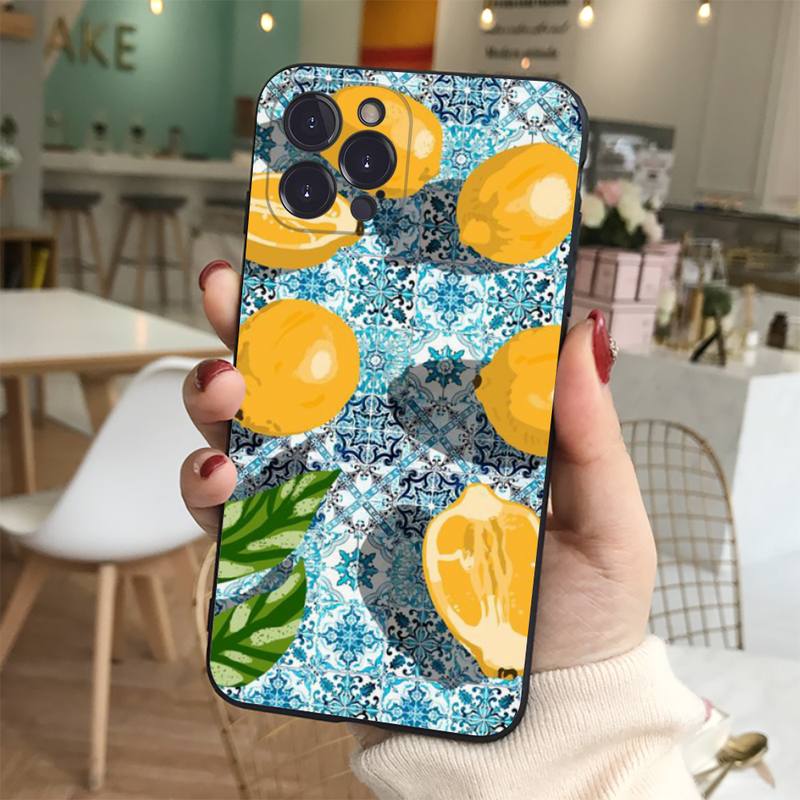 Mediterranean Lemon Phone Case For iPhone 14 11 12 13 Mini Pro XS Max Cover 6 7 8 Plus X XR SE 2020 Funda Shell